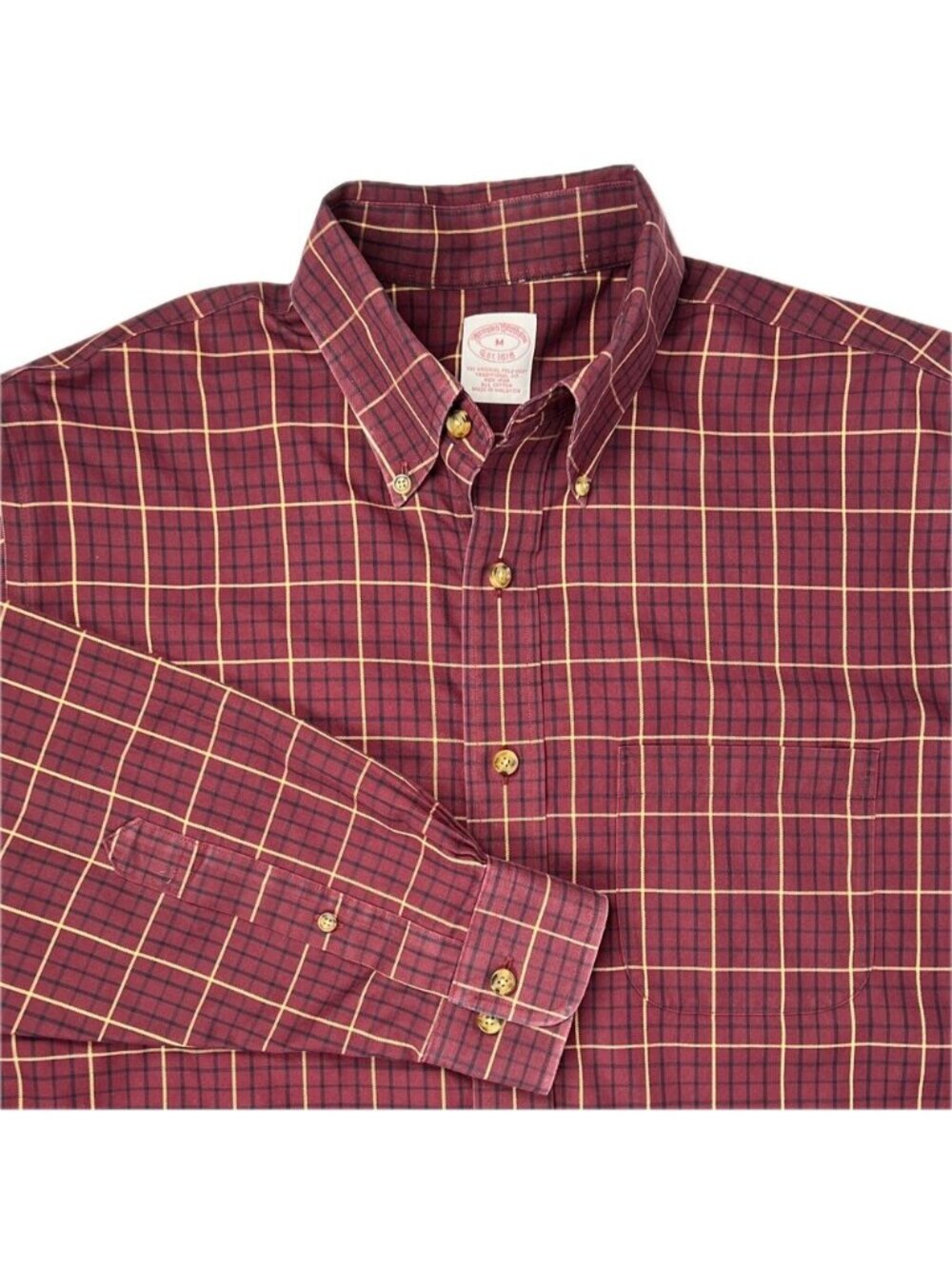 Brooks Brothers Casual Shirt Non-Iron Traditional Red Check Long-Slv Button-Down